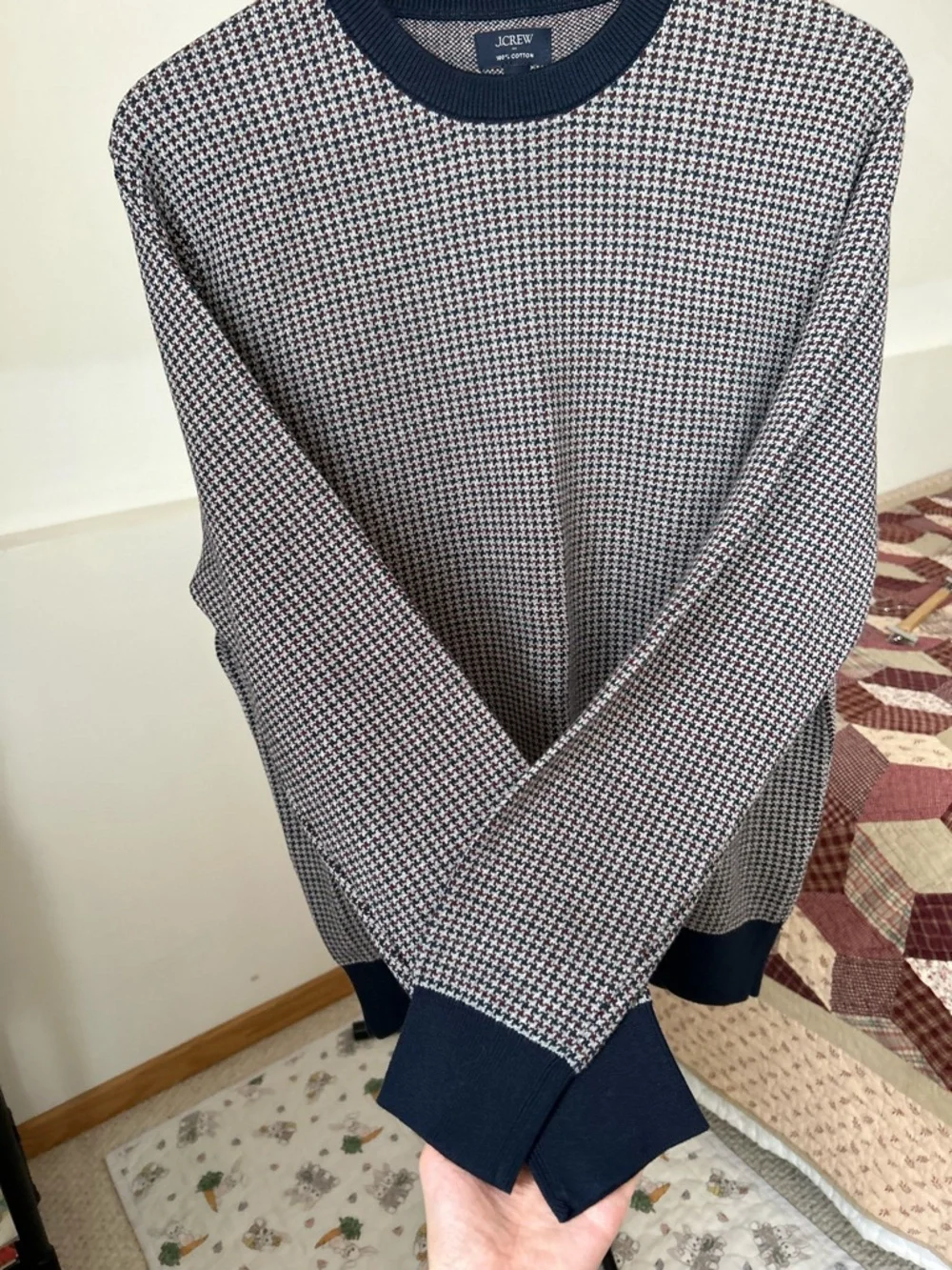 J. Crew Houndstooth Crewneck Pullover Knit Sweater